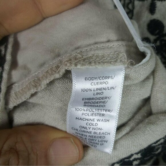 LOFT Linen Embroidered Floral Romper 2 Boho - Picture 6 of 8